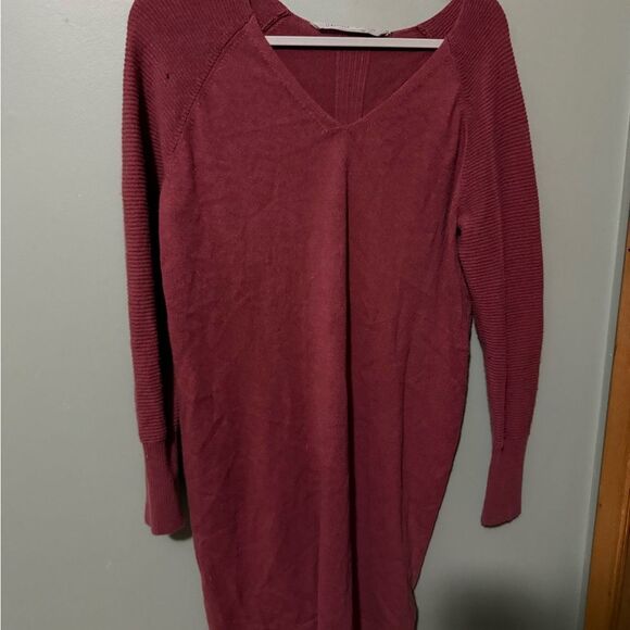 Athleta Burgundy V-Neck Sweater Dress Size M - Picture 4 of 5